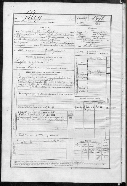 Military service record, 1878